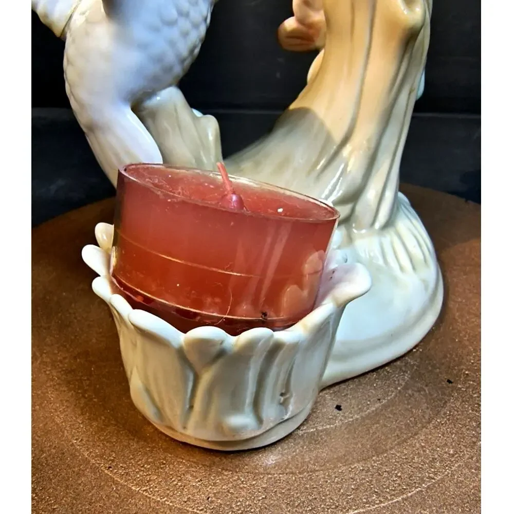 2146. Vintage Anco Porcelain Hummingbird Figurine Candle Holder Flowers Branch